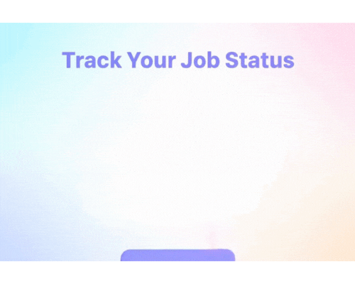 GIF showing tracking job status on dashboard